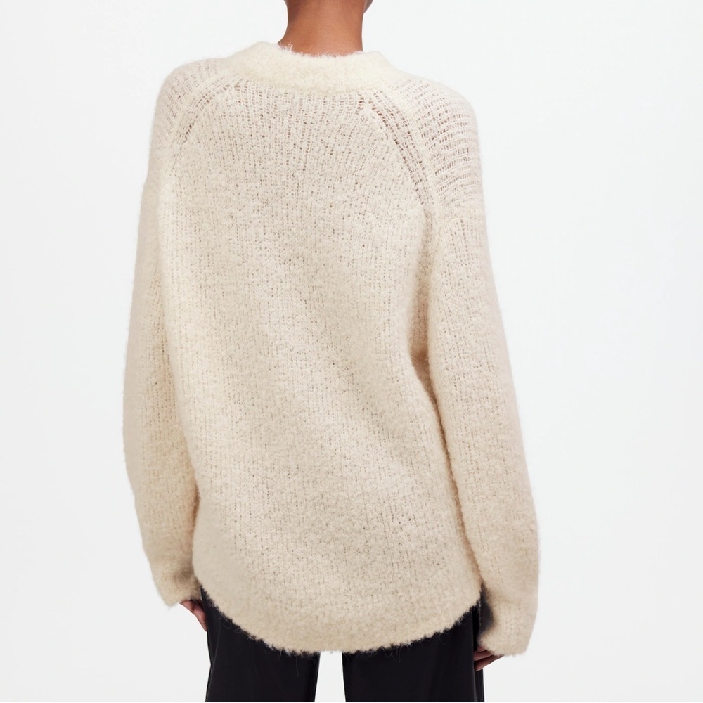 NWT Madewell Wool-Alpaca Blend Bouclé-Knit Oversized Sweater Alabaster SZ medium - Picture 2 of 10